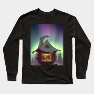 House under the northern lights Long Sleeve T-Shirt